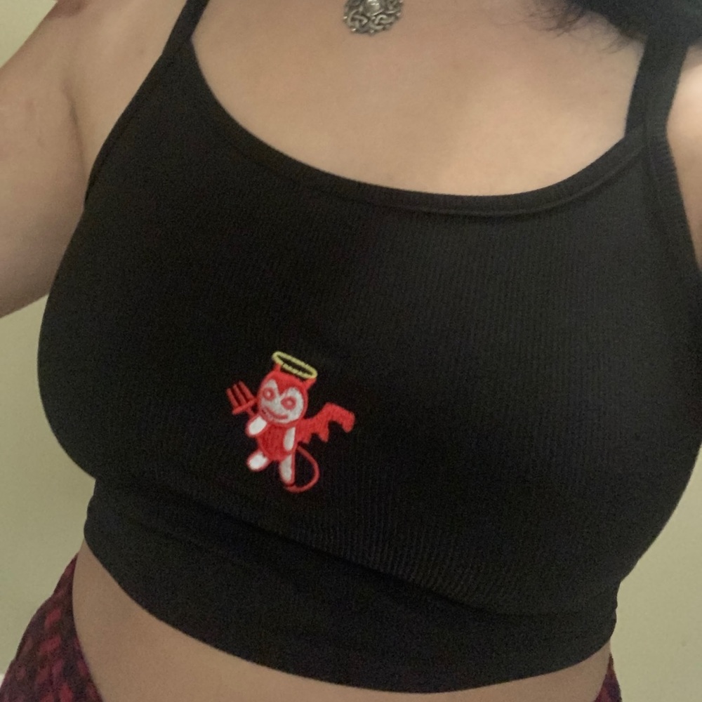 Devil/angel cropped tank top